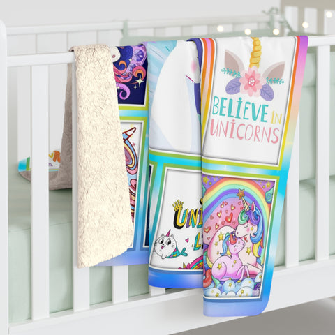 Image of Personalized Unicorn Happy Birthday Girl Custom Name Blanket, Girl Blanket, Unicorn Blanket for Girls, Message Blanket, Gift For Daughter