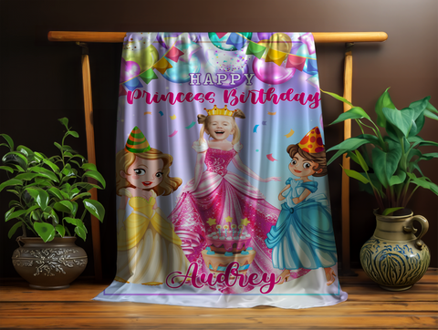 Image of Personalized Princess Birthday Girl Custom Name and Image Blanket, Girl Blanket, Blanket for Girl, Message Blanket, Gift For Daughter, Birthday Gifts