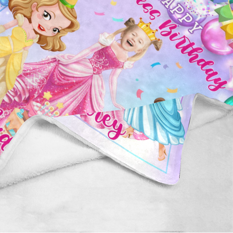 Image of Personalized Princess Birthday Girl Custom Name and Image Blanket, Girl Blanket, Blanket for Girl, Message Blanket, Gift For Daughter, Birthday Gifts