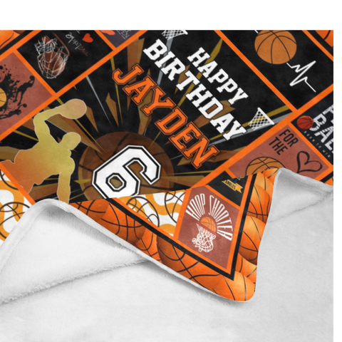Image of Personalized Basketball Birthday Blanket, Custom Birthday Blanket, Sport Blanket, Boy Blanket for Basketball Lovers, Birthday Gift