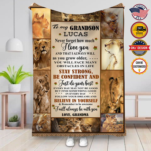 Image of Personalized Grandson Blanket, To My Grandson Custom Name Blanket, Personalize Blanket, Message Blanket, Gift For Grandson