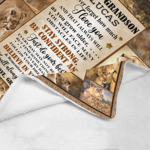 Image of Personalized Grandson Blanket, To My Grandson Custom Name Blanket, Personalize Blanket, Message Blanket, Gift For Grandson