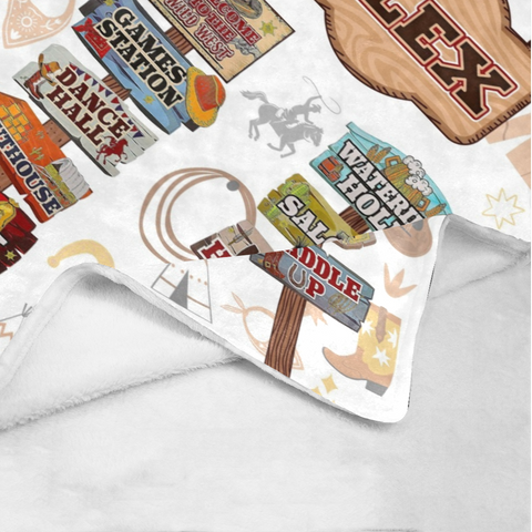 Image of Personalized Cowboy Blanket, Welcome To The Wild West Custom Name Blanket, Blanket for Horse Lovers, Birthday Blanket, Baby Shower Gift