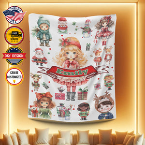 Personalized Christmas Doll & Custom Name Blanket, 3D Printed Blanket, Blanket for Girl, Baby Shower Gift, Christmas Gifts for Girl for Daughter
