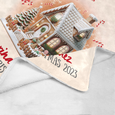 Image of Personalized Gingerbread Man First Christmas Custom Name Blanket, Personalized Kid Blanket, Baby First Christmas Blanket, Christmas Gifts