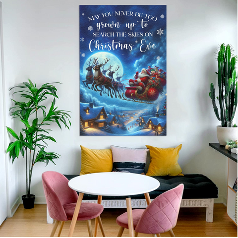 Image of Personalized Christmas Canvas, Custom Christmas Eve Canvas, Christmas Santa Reindeer Canvas, Christmas Gifts