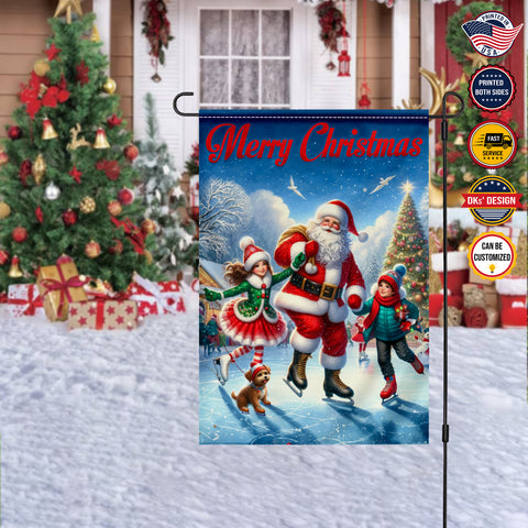 Image of Personalized Christmas Flag, Custom Double Side American Football Santa Christmas Flag, Sport Garden Flag, House Flag, Christmas Gift