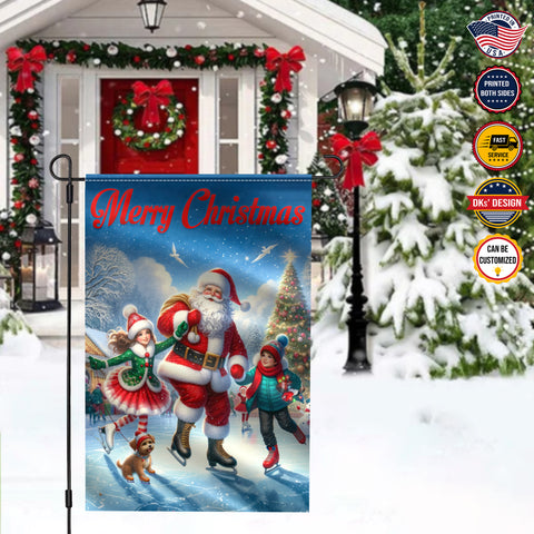 Image of Personalized Christmas Flag, Custom Double Side American Football Santa Christmas Flag, Sport Garden Flag, House Flag, Christmas Gift