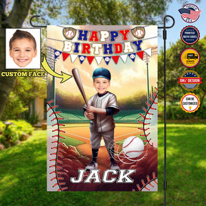 Personalized Birthday Flag, Custom Face & Name Birthday Flag, Baseball Birthday Flag, Custom Double Side Garden Flag, Birthday Gift