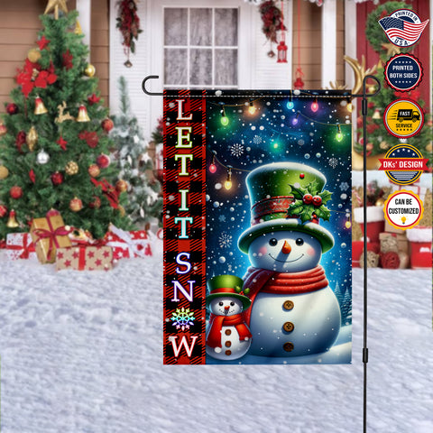 Image of Personalized Christmas Flag, Custom Double Side Let It Snow Flag, Snowman Christmas Garden Flag, House Flag, Christmas Gift