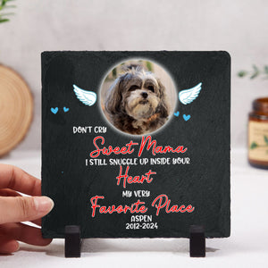 Personalized Pet Memorial Stone With Photo, "Don't Cry Sweet Mama" Dog Cat Grave Stone, Pet Loss Gifts