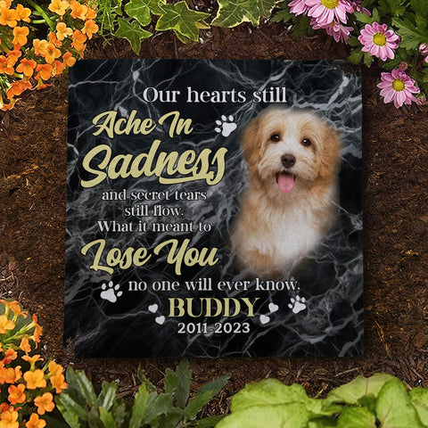 Image of Personalized Pet Memorial Stone With Photo, Our Hearts Still Ache In Sadness Dog Cat Stone, Pet Memorial Gifts, Pet Loss Gifts