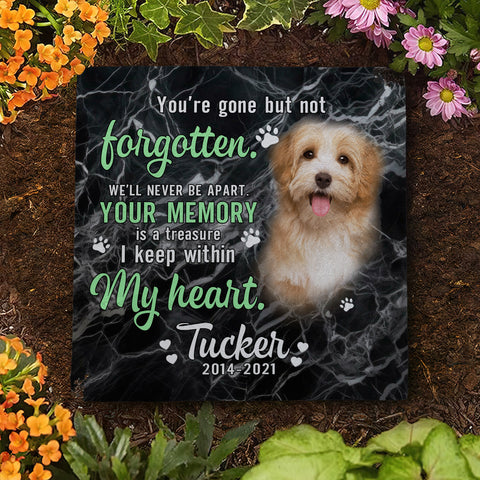 Image of Personalized Pet Memorial Stone With Photo, "You're Gone But Not Forgotten" Dog Cat Grave Stone, Pet Headstone Custom Gifts