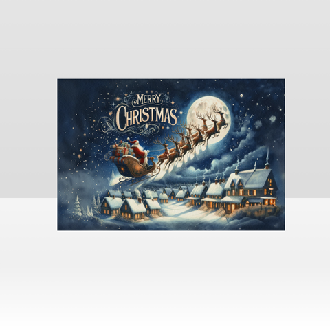 Image of Personalized Christmas Canvas, Custom Santa Sleigh Christmas Canvas, Home Decor, Wall Art Decoration with Frame, Christmas Gifts