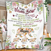 Personalized Grandma Blanket, Custom Flower Nana Bear Blanket, Message Blanket, Nana Blanket, Mother's Day Gift