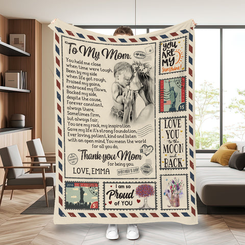 Image of Personalized Mom Blanket, Custom Name Letter To My Mom Blanket, Message Blanket, Mother Blanket, Gift for Mom, Mother's Day Gift