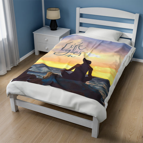 Image of Personalized YOGA Life Goes On Custom Blanket, Message Blanket, Yoga Blanket, Positive Blanket, Gift For Yoga Lovers