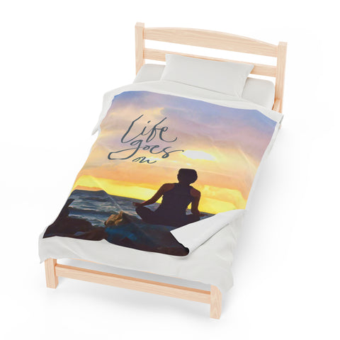 Image of Personalized YOGA Life Goes On Custom Blanket, Message Blanket, Yoga Blanket, Positive Blanket, Gift For Yoga Lovers