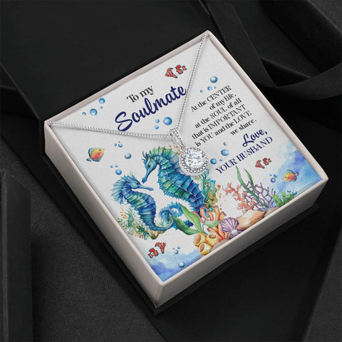 Image of Sea Horse Couple Soulmate Eternal Hope Necklace With Message Card Gift for Wife