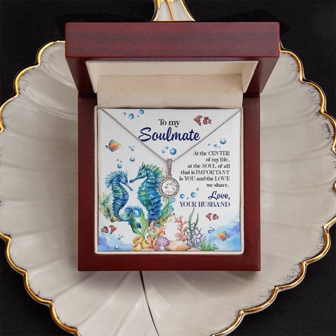 Image of Sea Horse Couple Soulmate Eternal Hope Necklace With Message Card Gift for Wife