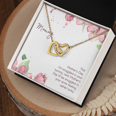 Image of Mommy Snuggled In Your Tummy Interlocking Hearts Necklace