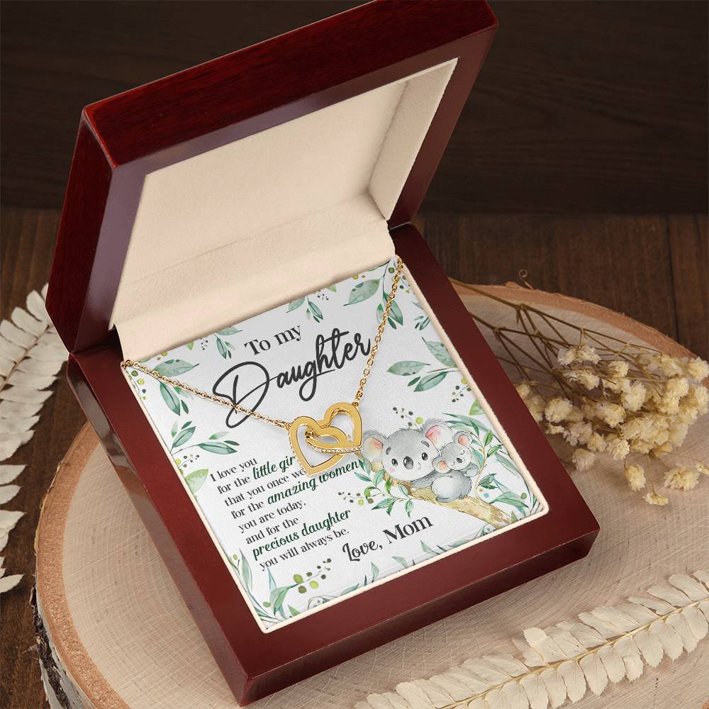 Koala To My Daughter Interlocking Hearts Necklace With Message Card Gift for Daughter