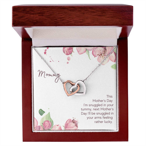 Image of Mommy Snuggled In Your Tummy Interlocking Hearts Necklace
