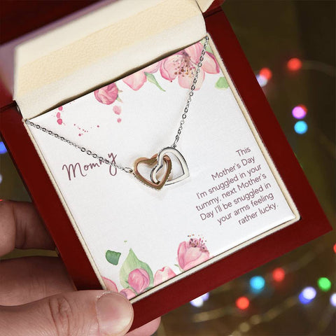 Image of Mommy Snuggled In Your Tummy Interlocking Hearts Necklace