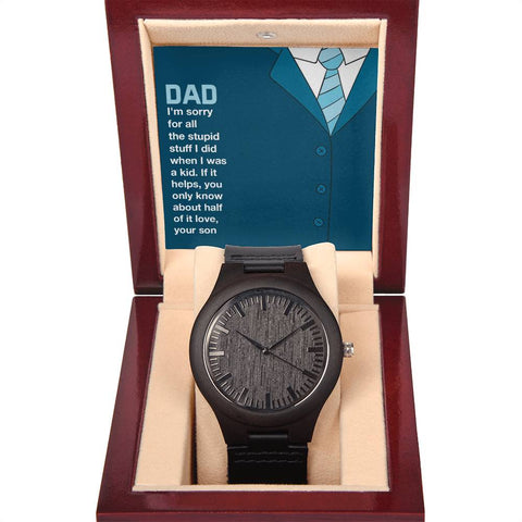 Image of Dad If It Helps You Only Know About Half Of It Love Your Son Wooden Watch With Mahogany Box