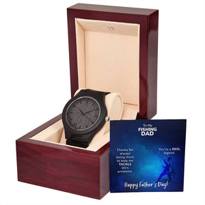 To My Fishing Dad Thanks For Always Being There Happy Father's Day Wooden Watch With Mahogany Box