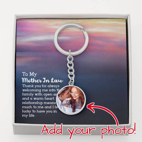 Image of To My Mother In Law I Feel Lucky To Have You In My Life Upload Image Circle Keychain