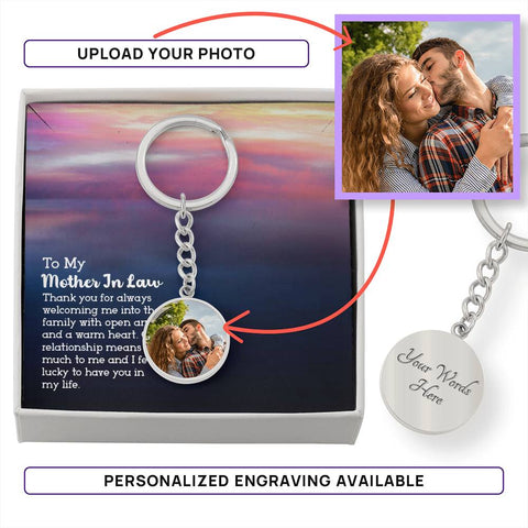 Image of To My Mother In Law I Feel Lucky To Have You In My Life Upload Image Circle Keychain
