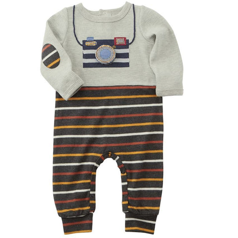 Image of Mud Pie Baby Boy Holiday Monogram ME Oh Snaps Convertible Gown