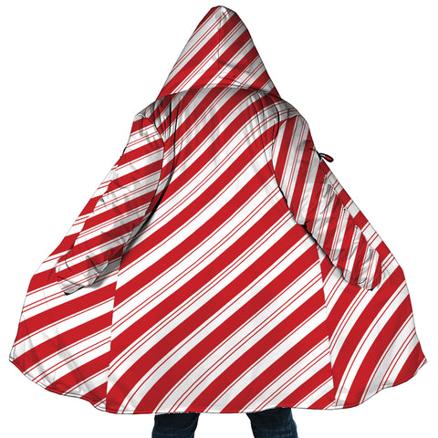 Image of Personalized Hooded Cloak Coat, Red And White Candy Cane Stripe Christmas Hooded Cloak Coats
