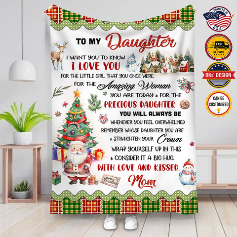 Image of Personalized To My Daughter Merry Christmas Blanket, Christmas Gift Blanket, Custom Teen Kid Blanket, Daughter Christmas Blanket, Christmas Gifts