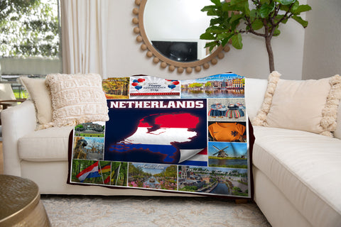 Image of Personalized NETHERLANDS Custom Blanket, Minky Blanket, Fleece Blanket, Sherpa Blanket, Gift for Mom, for Her
