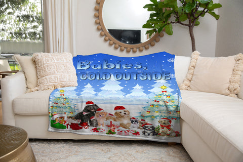 Image of Personalized Christmas Holiday Dog Cat "Babies, It's Cold Out Side", Dog Cat Christmas Blanket, Christmas Gift