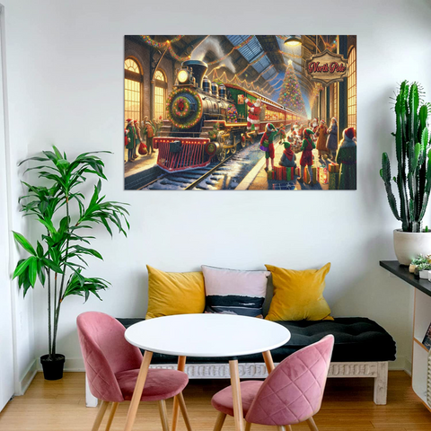 Image of Personalized Christmas Canvas, Custom Holiday Express Train Canvas, Christmas Train Canvas, North Pole Canvas, Christmas Gifts