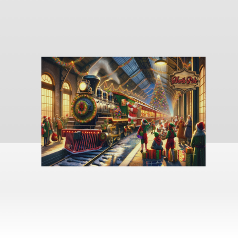 Image of Personalized Christmas Canvas, Custom Holiday Express Train Canvas, Christmas Train Canvas, North Pole Canvas, Christmas Gifts