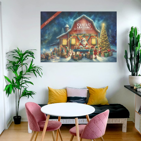 Image of Personalized Christmas Canvas, Santa's Workshop Canvas, Christmas Elf Made Santa Approved Canvas Wall Art, Christmas Gifts