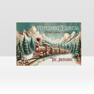 Personalized Christmas Canvas, Custom Peppermint Express Train Canvas, Christmas Train Canvas, Christmas Family, Christmas Gifts