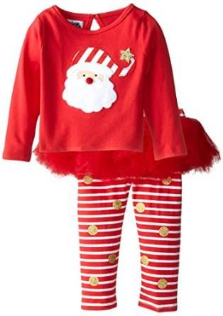 Image of Mud Pie Baby Girls Christmas Holiday Santa Skirt Set