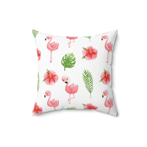 Image of Flamingo Spun Square Pillow - Home Decor - Spring Decor