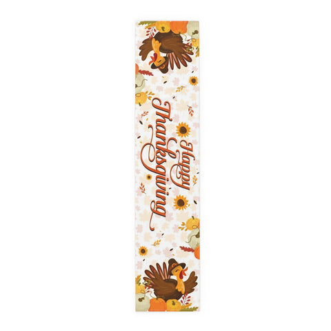 Image of Happy Thanksgiving Turkey Table Runner Vintage Design for Dinning Decoration (Cotton, Poly)