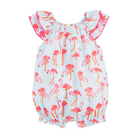 Image of Mud Pie Little Girls Flamingo Bubble / Romper