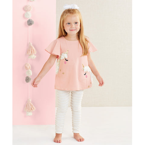Image of Mud Pie Girls Unicorn Tunic & Legging Set