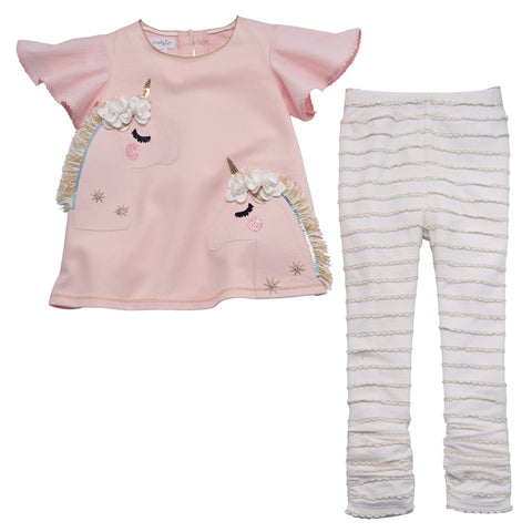 Image of Mud Pie Girls Unicorn Tunic & Legging Set