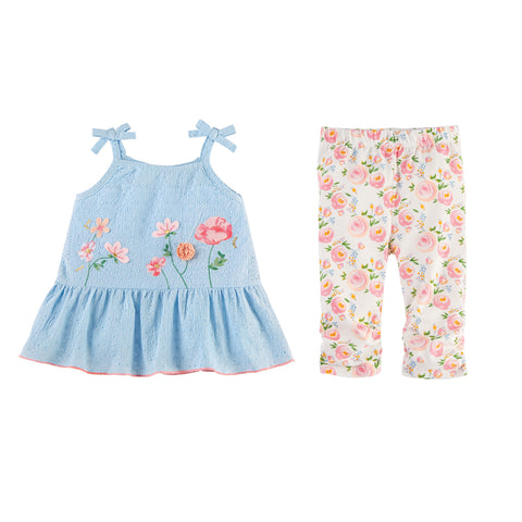 Image of Mud Pie Girls Spring Summer Garden Tunic & Capri Set