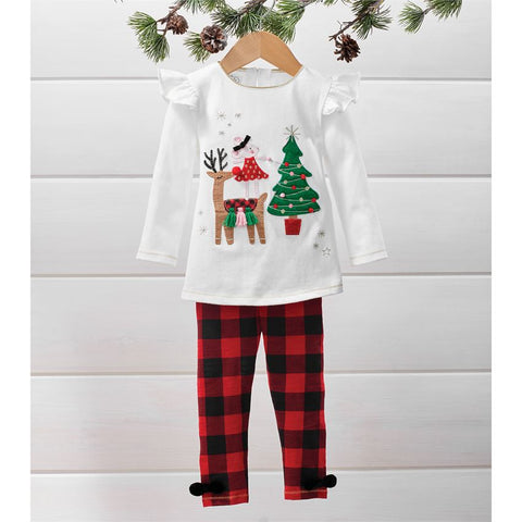 Image of Mud Pie Girls Christmas Holiday Reindeer Mouse Tunic Legging Set