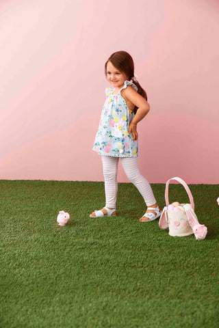 Image of Mud Pie Little Girls' Easter Bunny Floral Tunic and Legging Set